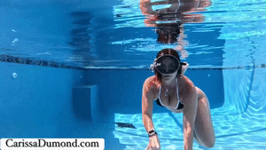 carissadumond.com - Carissa in the pool playing with the silicon banana dildo thumbnail